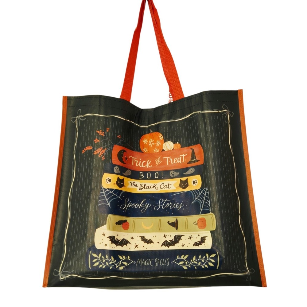 Halloween Books Book Stack Black Cat Spooky Stories Spells Gift Tote Bag TJMaxx